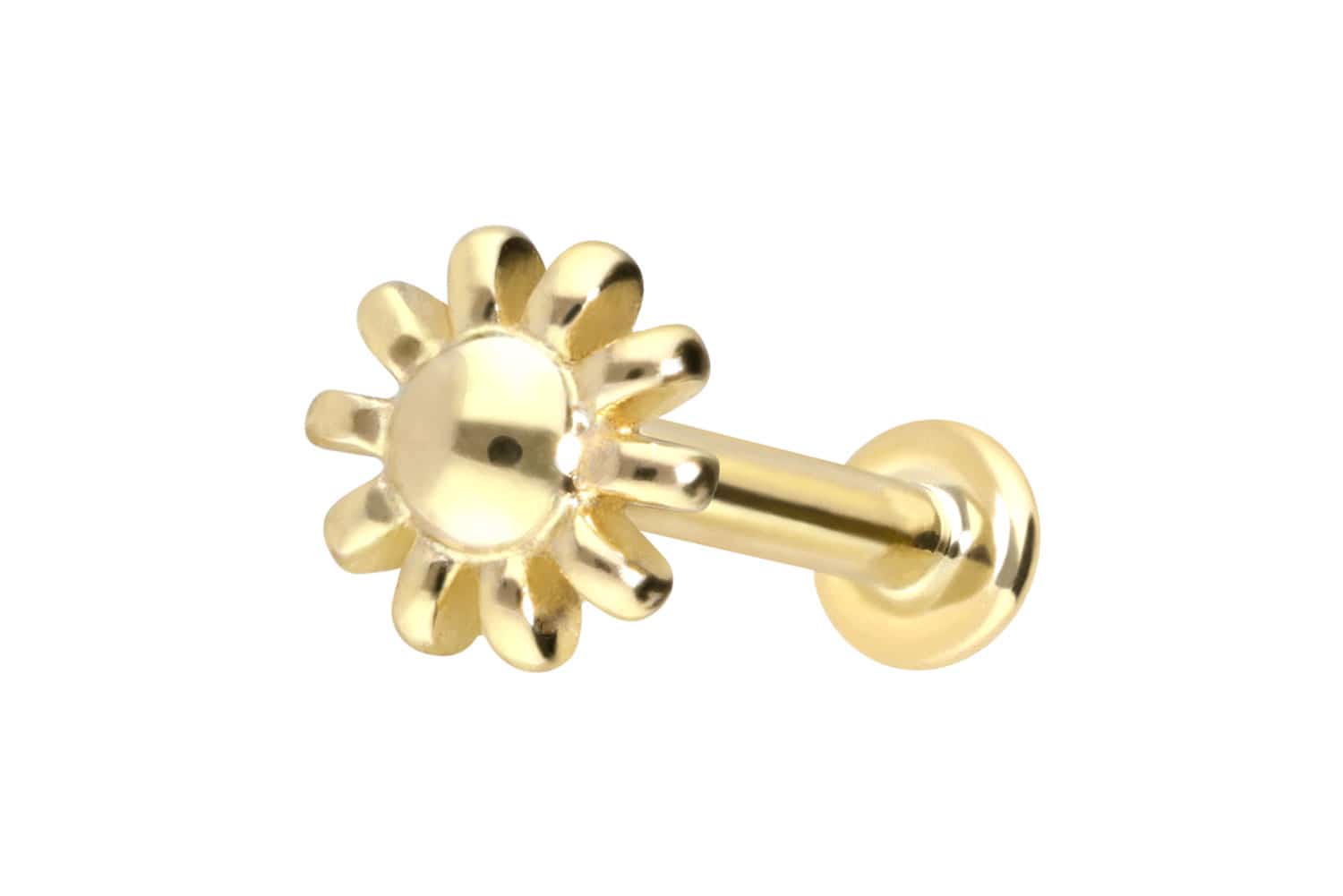 14 Karat Gold Labret Piercing mit Innengewinde BLUME